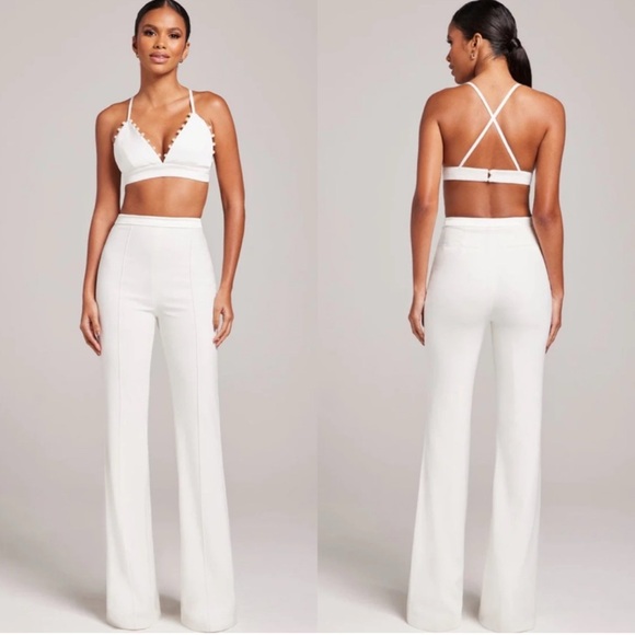 NADINE MERABI Tops - NADINE MERABI Charlotte White Pearl Embellished Bralette